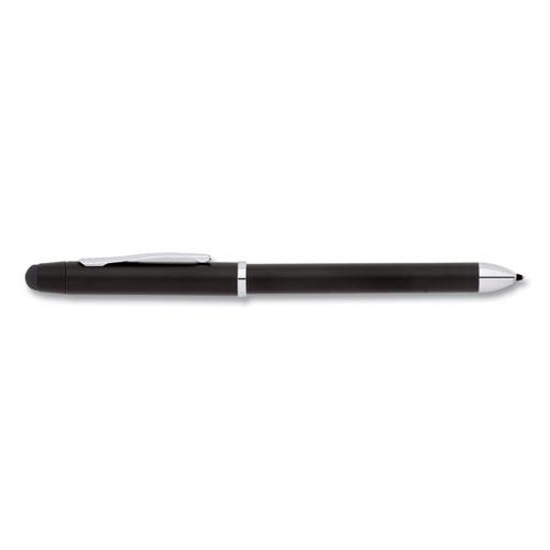 Tech3+ Multi-Color Ballpoint Pen/Stylus, Retractable, Medium 1 mm, Black/Red Ink, Satin Black/Chrome-Plated Accents Barrel. Picture 3