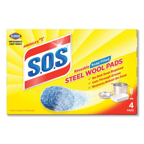 Steel Wool Soap Pad, Steel, 4/Box, 24 Boxes/Carton. Picture 9