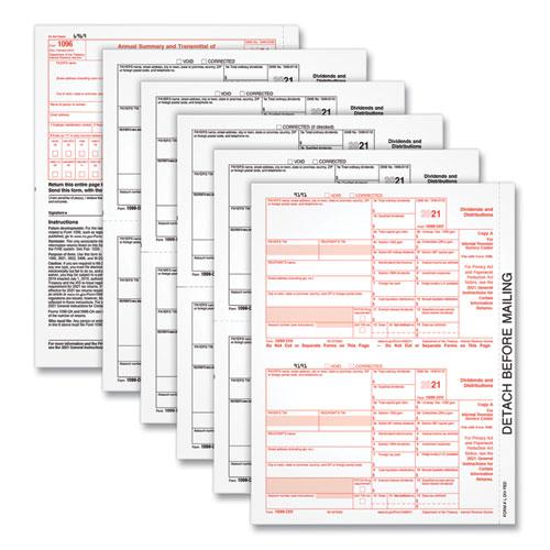 1099-DIV Tax Forms for Inkjet/Laser Printers, Fiscal Year: 2023, Five-Part Carbonless, 8 x 5.5, 2 Forms/Sheet, 24 Forms Total. Picture 1