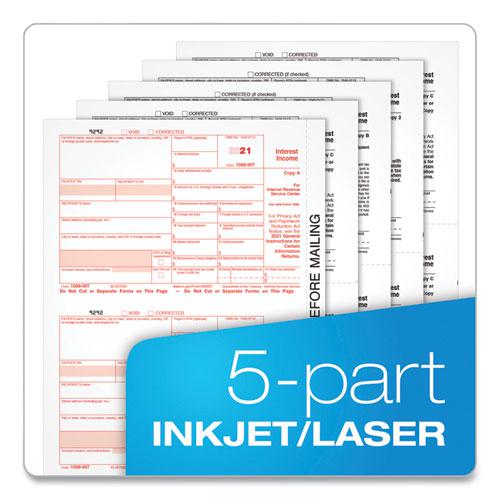 1099-INT Tax Forms for Inkjet/Laser Printers, Fiscal Year: 2023, Five-Part Carbonless, 8 x 5.5, 2 Forms/Sheet, 24 Forms Total. Picture 3