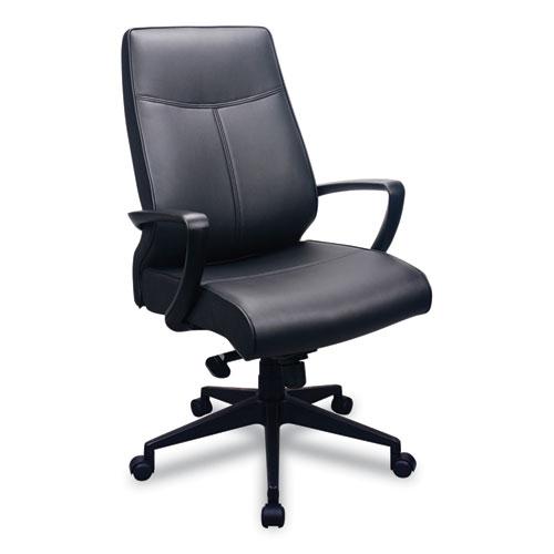 300 Leather High-Back Chair, Supports Up to 250 lb, 19.57" to 22.56" Seat Height, Black. Picture 2