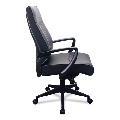 300 Leather High-Back Chair, Supports Up to 250 lb, 19.57" to 22.56" Seat Height, Black. Picture 3