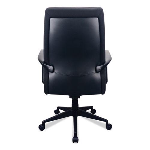 300 Leather High-Back Chair, Supports Up to 250 lb, 19.57" to 22.56" Seat Height, Black. Picture 5