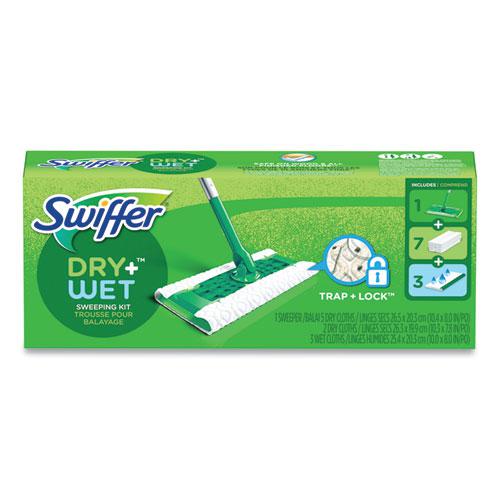 Sweeper Mop, 10 x 4.8 White Cloth Head, 46" Green/Silver Aluminum/Plastic Handle, 6/Carton. Picture 1