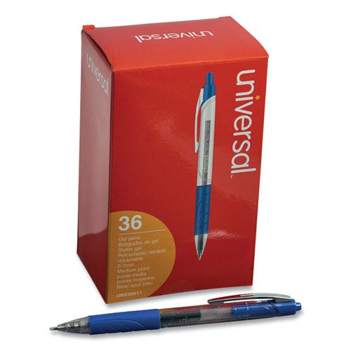 Comfort Grip Gel Pen, Retractable, Medium 0.7 mm, Blue Ink, Clear/Blue Barrel, 36/Pack. Picture 2