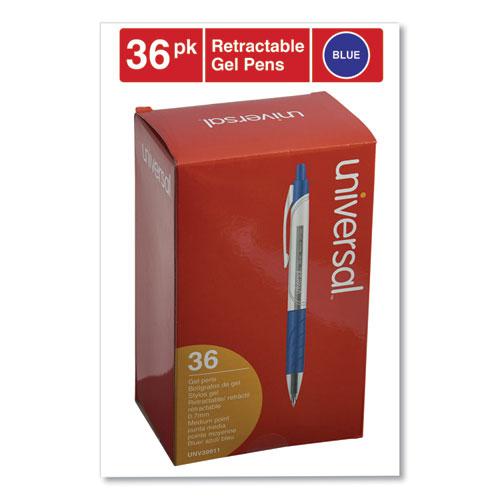 Comfort Grip Gel Pen, Retractable, Medium 0.7 mm, Blue Ink, Clear/Blue Barrel, 36/Pack. Picture 3