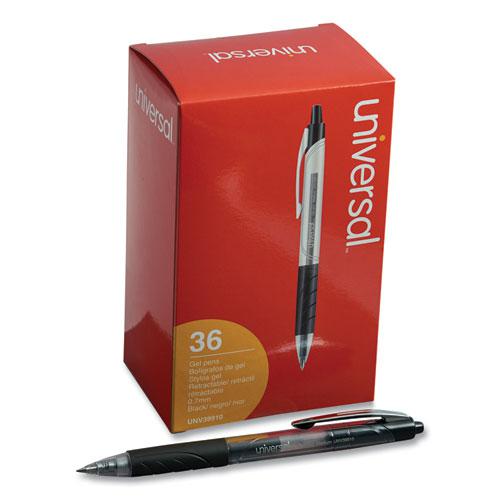 Comfort Grip Gel Pen, Retractable, Medium 0.7 mm, Black Ink, Clear/Black Barrel, 36/Pack. Picture 2