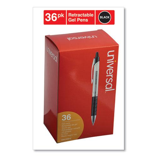Comfort Grip Gel Pen, Retractable, Medium 0.7 mm, Black Ink, Clear/Black Barrel, 36/Pack. Picture 3
