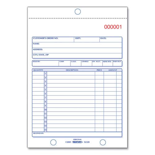 Sales Book, 15 Lines, Three-Part Carbonless, 5.5 x 7.88, 50 Forms Total. Picture 1