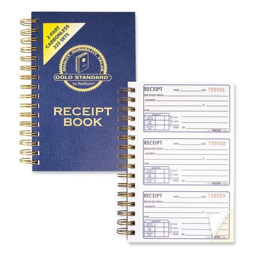 Gold Standard Money Receipt Book, Two-Part Carbonless, 5 x 2.75, 3 Forms/Sheet, 225 Forms Total. Picture 3