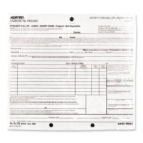 Speediset Bill of Lading, Short Form, Three-Part Carbonless, 7 x 8.5, 50 Forms Total. Picture 3