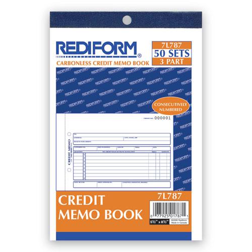 Credit Memo Book, Three-Part Carbonless, 5.5 x 7.88, 50 Forms Total. Picture 1