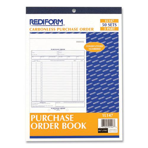 Purchase Order Book, 17 Lines, Three-Part Carbonless, 8.5 x 11, 50 Forms Total. Picture 2