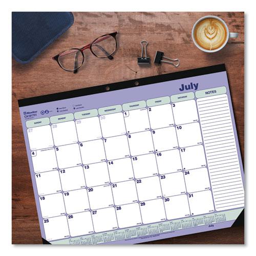 Academic Monthly Desk Pad Calendar, 21.25 x 16, White/Blue/Green, Black Binding/Corners, 13-Month (July-July): 2023 to 2024. Picture 4