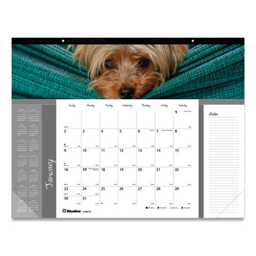 Pets Collection Monthly Desk Pad, Puppies Photography, 22 x 17, Black Binding, Clear Corners, 12-Month (Jan to Dec): 2024. Picture 1