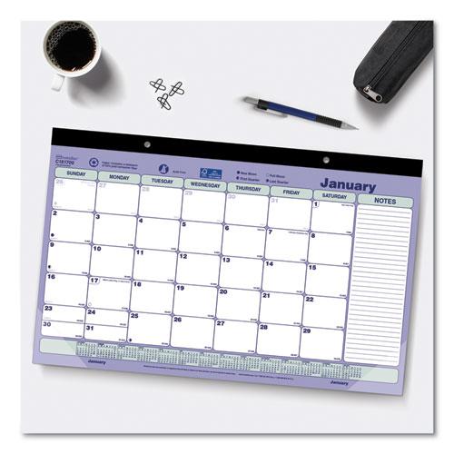 Monthly Desk Pad Calendar, 17.75 x 10.88, White/Blue/Green Sheets, Black Binding, Clear Corners, 12-Month (Jan to Dec): 2024. Picture 2