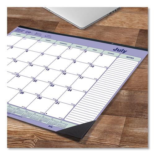 Academic Monthly Desk Pad Calendar, 21.25 x 16, White/Blue/Green, Black Binding/Corners, 13-Month (July-July): 2023 to 2024. Picture 3