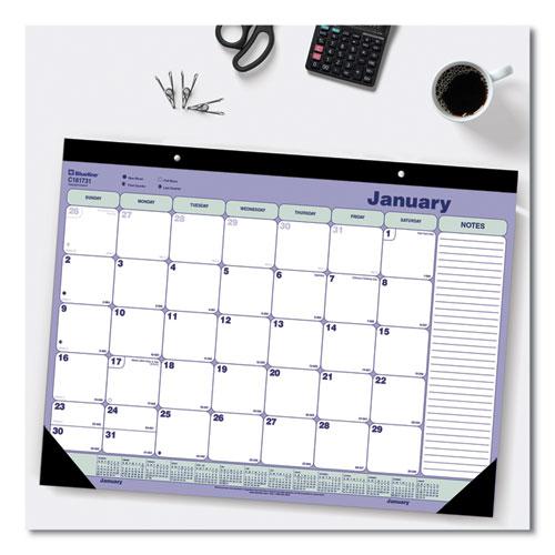 Monthly Desk Pad Calendar, 21.25 x 16, White/Blue/Green Sheets, Black Binding, Black Corners, 12-Month (Jan to Dec): 2024. Picture 4