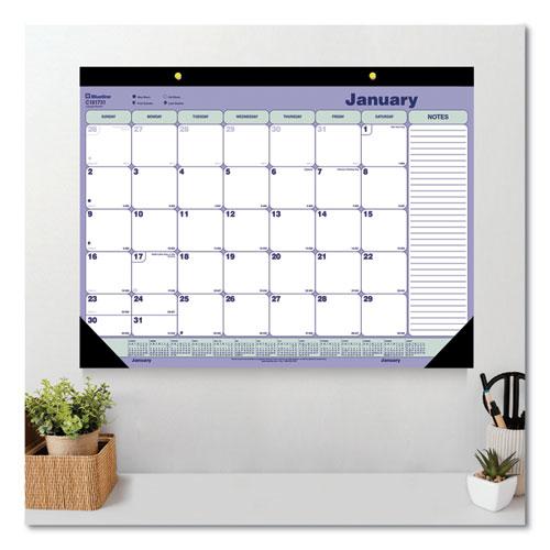 Monthly Desk Pad Calendar, 21.25 x 16, White/Blue/Green Sheets, Black Binding, Black Corners, 12-Month (Jan to Dec): 2024. Picture 3