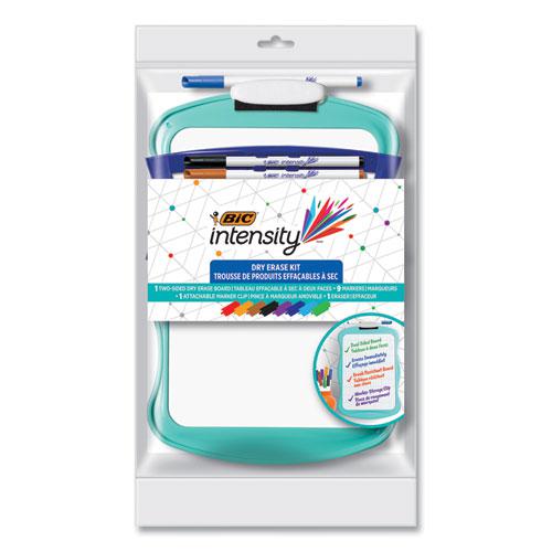 Intensity Dry Erase Board and Markers Kit, 7.8 x 11.8, White Surface, Blue Plastic Frame. Picture 2