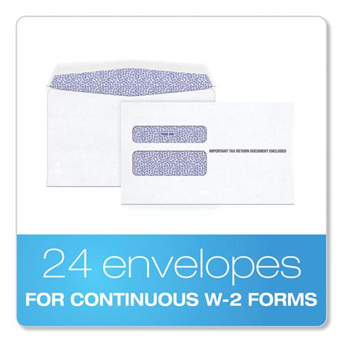 W-2 Laser Double Window Envelope, Commercial Flap, Gummed Closure, 5.63 x 9, White, 24/Pack. Picture 2