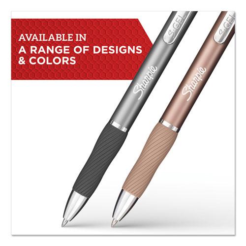 S-Gel Premium Metal Barrel Gel Pen, Retractable, Medium 0.7 mm, Black Ink, Champagne Barrel, Dozen. Picture 6