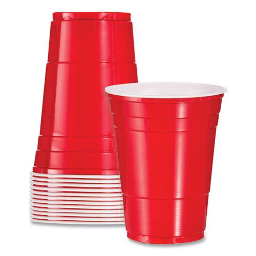SOLO Party Plastic Cold Drink Cups, 16 oz, Red, 50/Bag, 20 Bags/Carton. Picture 1