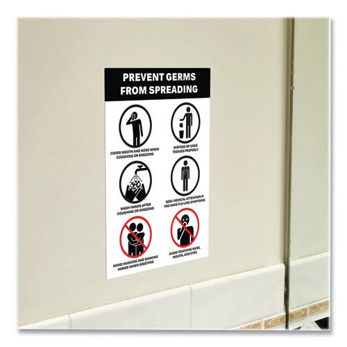 Preprinted Surface Safe Wall Decals, 7 x 10, Prevent Germs from Spreading, White/Black Face, Black Graphics, 5/Pack. Picture 5