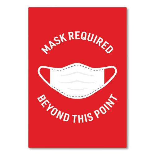 Preprinted Surface Safe Wall Decals, 7 x 10, Mask Required Beyond This Point, Red Face, White Graphics, 5/Pack. Picture 2