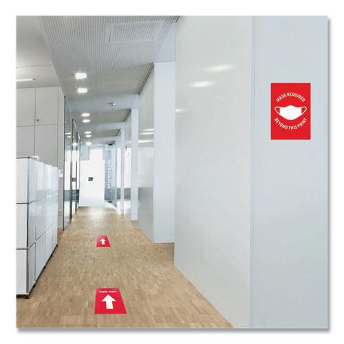 Preprinted Surface Safe Wall Decals, 7 x 10, Mask Required Beyond This Point, Red Face, White Graphics, 5/Pack. Picture 6