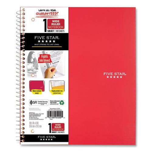Wirebound Notebook with Two Pockets, 1-Subject, Wide/Legal Rule, Randomly Assorted Cover Color, (100) 10.5 x 8 Sheets. Picture 2