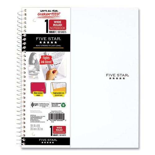 Wirebound Notebook with Two Pockets, 1-Subject, Wide/Legal Rule, Randomly Assorted Cover Color, (100) 10.5 x 8 Sheets. Picture 3