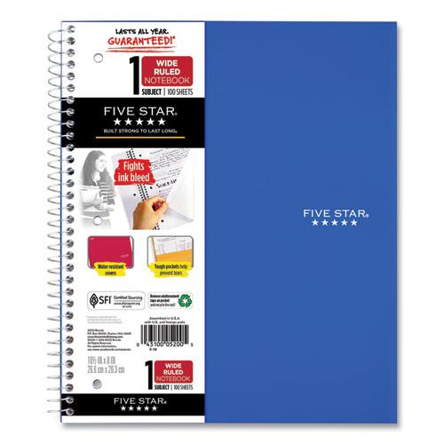 Wirebound Notebook with Two Pockets, 1-Subject, Wide/Legal Rule, Randomly Assorted Cover Color, (100) 10.5 x 8 Sheets. Picture 5