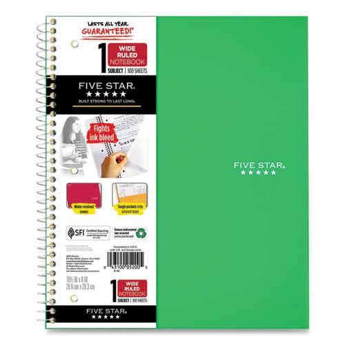 Wirebound Notebook with Two Pockets, 1-Subject, Wide/Legal Rule, Randomly Assorted Cover Color, (100) 10.5 x 8 Sheets. Picture 7