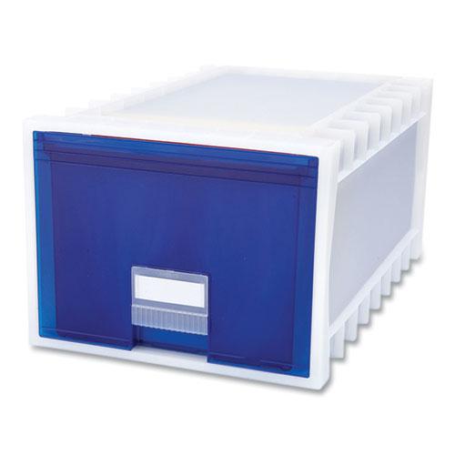 Archive Storage Drawers, Letter/Legal Files, 15.3" x 24.25" x 11.38", Blue/White. Picture 1