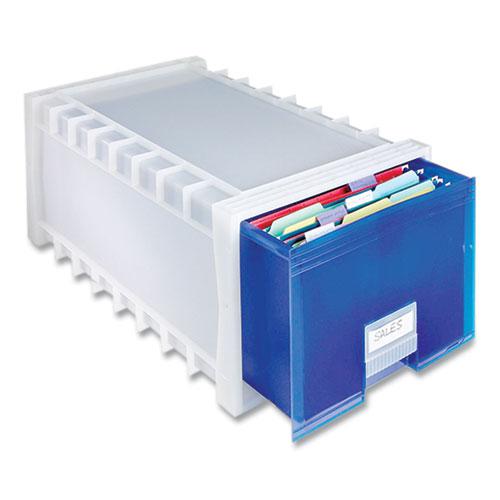 Archive Storage Drawers, Letter/Legal Files, 15.3" x 24.25" x 11.38", Blue/White. Picture 2