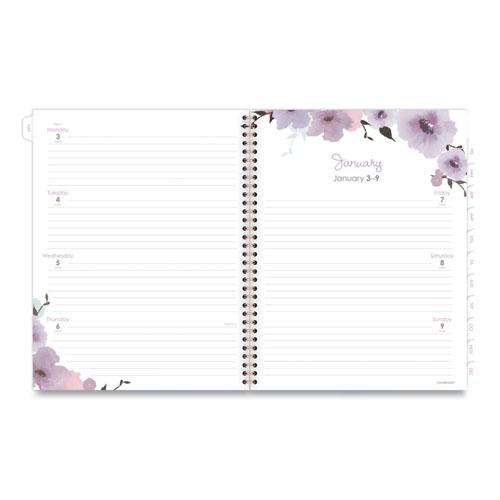 Mina Weekly/Monthly Planner, Main Floral Artwork, 11 x 8.5, White/Violet/Peach Cover, 12-Month (Jan to Dec): 2024. Picture 3