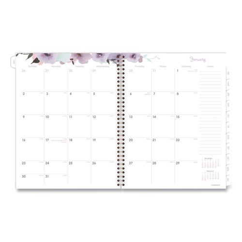 Mina Weekly/Monthly Planner, Main Floral Artwork, 11 x 8.5, White/Violet/Peach Cover, 12-Month (Jan to Dec): 2024. Picture 4