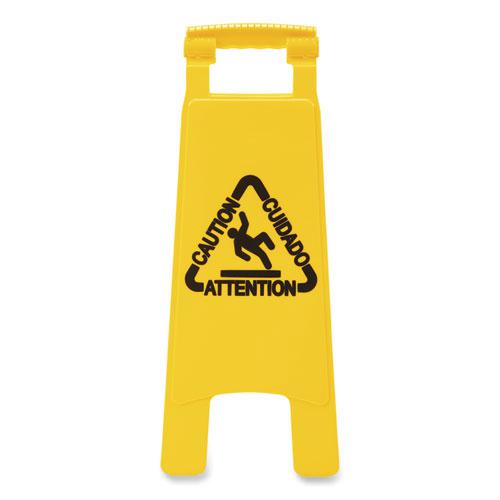 Site Safety Wet Floor Sign, 2-Sided, 10 x 2 x 26, Yellow. Picture 1