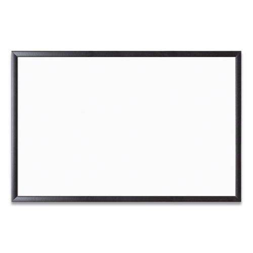 Magnetic Dry Erase Board with Wood Frame, 35 x 23, White Surface, Black Frame. Picture 4