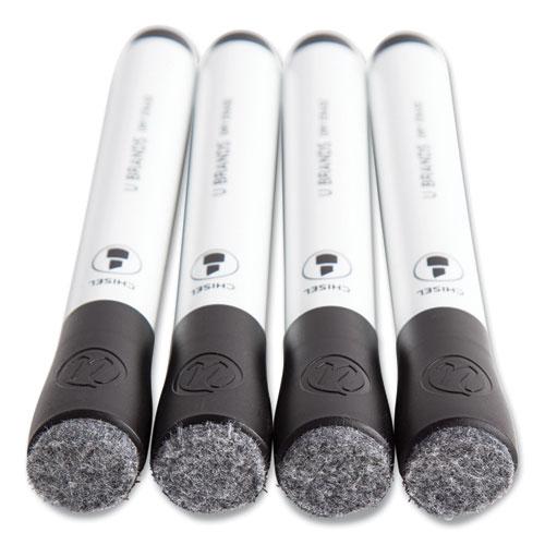 Chisel Tip Low-Odor Dry-Erase Markers with Erasers, Broad Chisel Tip, Black, Dozen. Picture 5