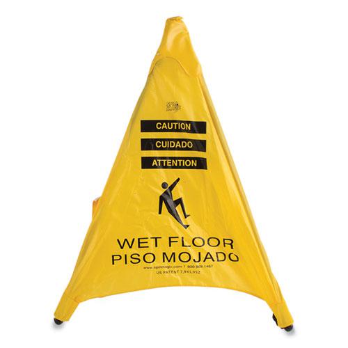 Pop Up Safety Cone, 3 x 2.5 x 30, Yellow. Picture 1