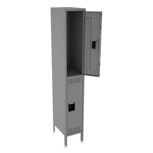 Double Tier Locker with Legs, Single Stack, 12w x 18d x 78h, Medium Gray. Picture 3