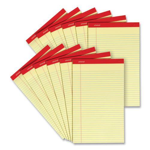 Perforated Ruled Writing Pads, Wide/Legal Rule, Red Headband, 50 Canary-Yellow 8.5 x 14 Sheets, Dozen. Picture 10