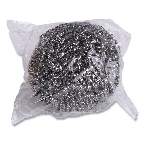 Stainless Steel Scrubber, Large Size, 2.5 x 2.75, Steel Gray, 12/Carton. Picture 4