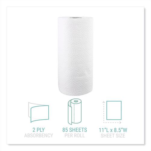 Kitchen Roll Towels, 2-Ply, 11 x 8.5, White, 85/Roll, 30 Rolls/Carton. Picture 3