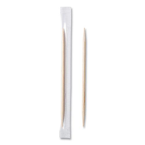 Mint Cello-Wrapped Wood Toothpicks, 2.5", Natural, 1,000/Box, 15 Boxes/Carton. Picture 1