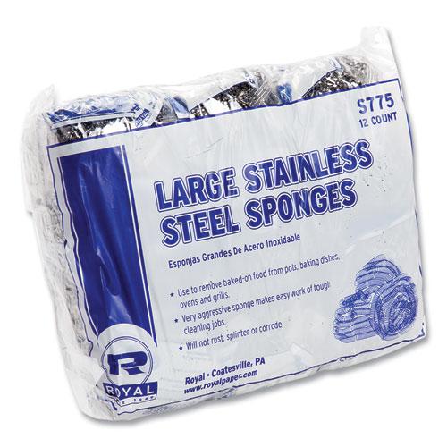 Stainless Steel Sponge, Polybagged, 1.75 oz, Gray, 12/Pack, 6 Packs/Carton. Picture 4