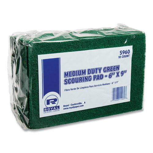 Medium-Duty Scouring Pad, 6 x 9, Green, 10 Pads/Pack, 6 Packs/Carton. Picture 4