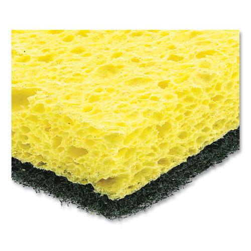 Heavy-Duty Scrubbing Sponge, 3.5 x 6, 0.85" Thick, Yellow/Green, 20/Carton. Picture 3